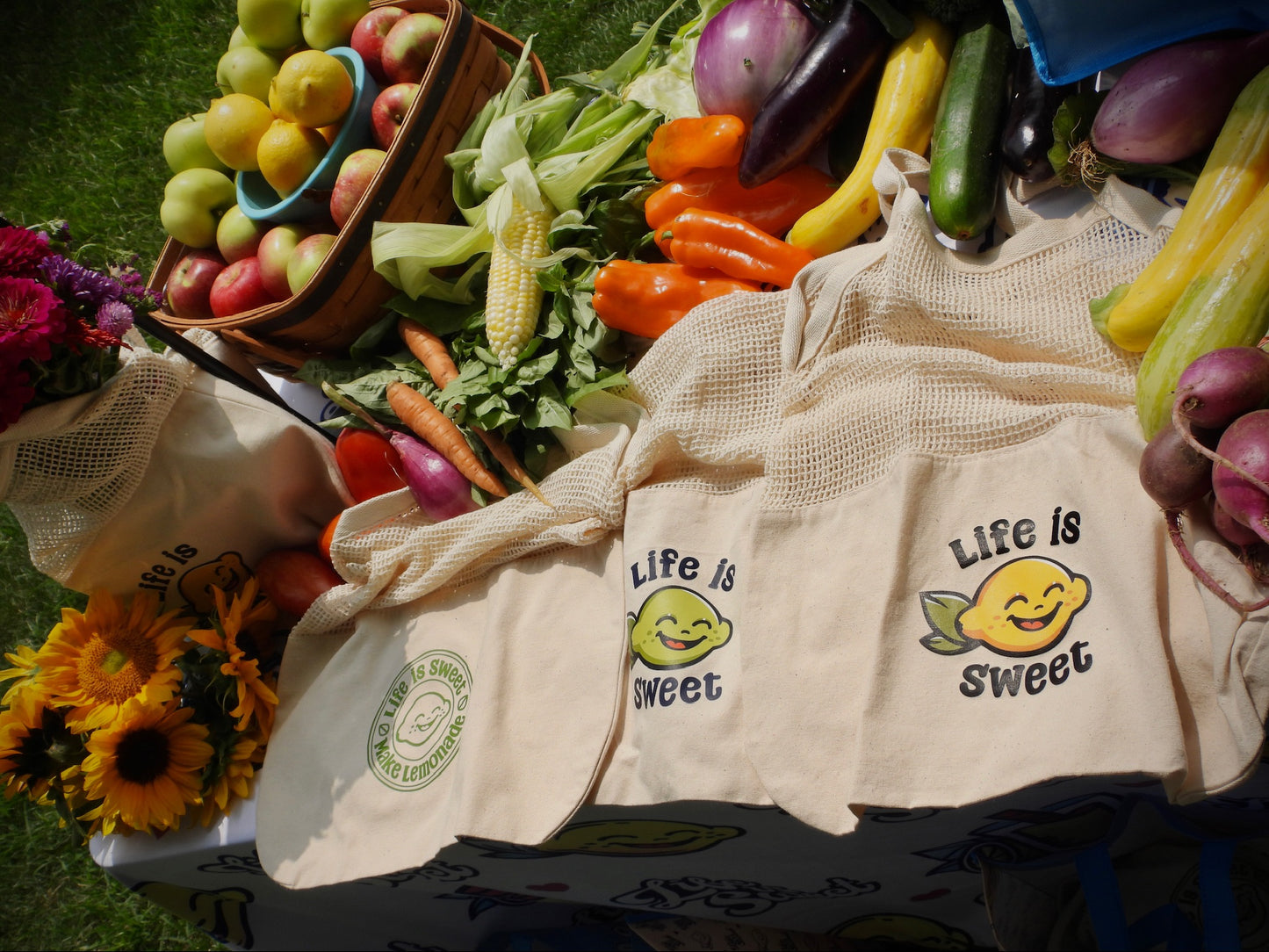 Live Sweet Bundle 🍋 Set of 3 Organic Cotton Totes