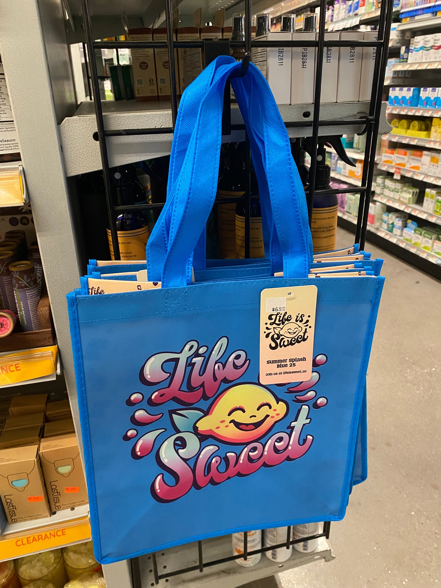 Life is Sweet Vinyl Reusable Tote Bag