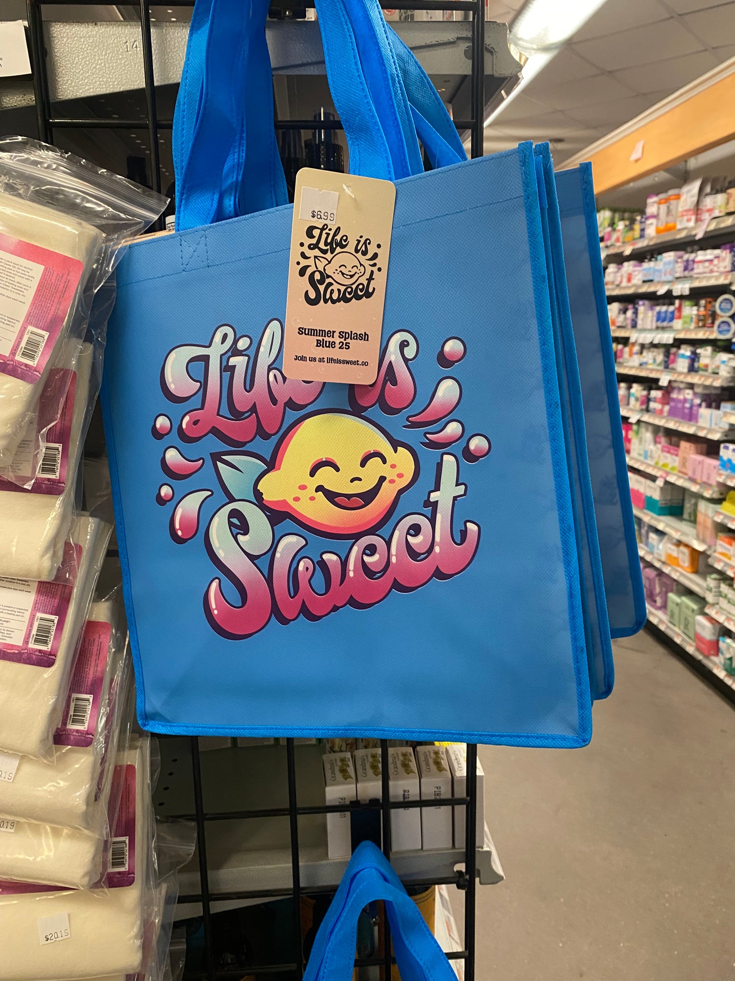 Life is Sweet Vinyl Reusable Tote Bag