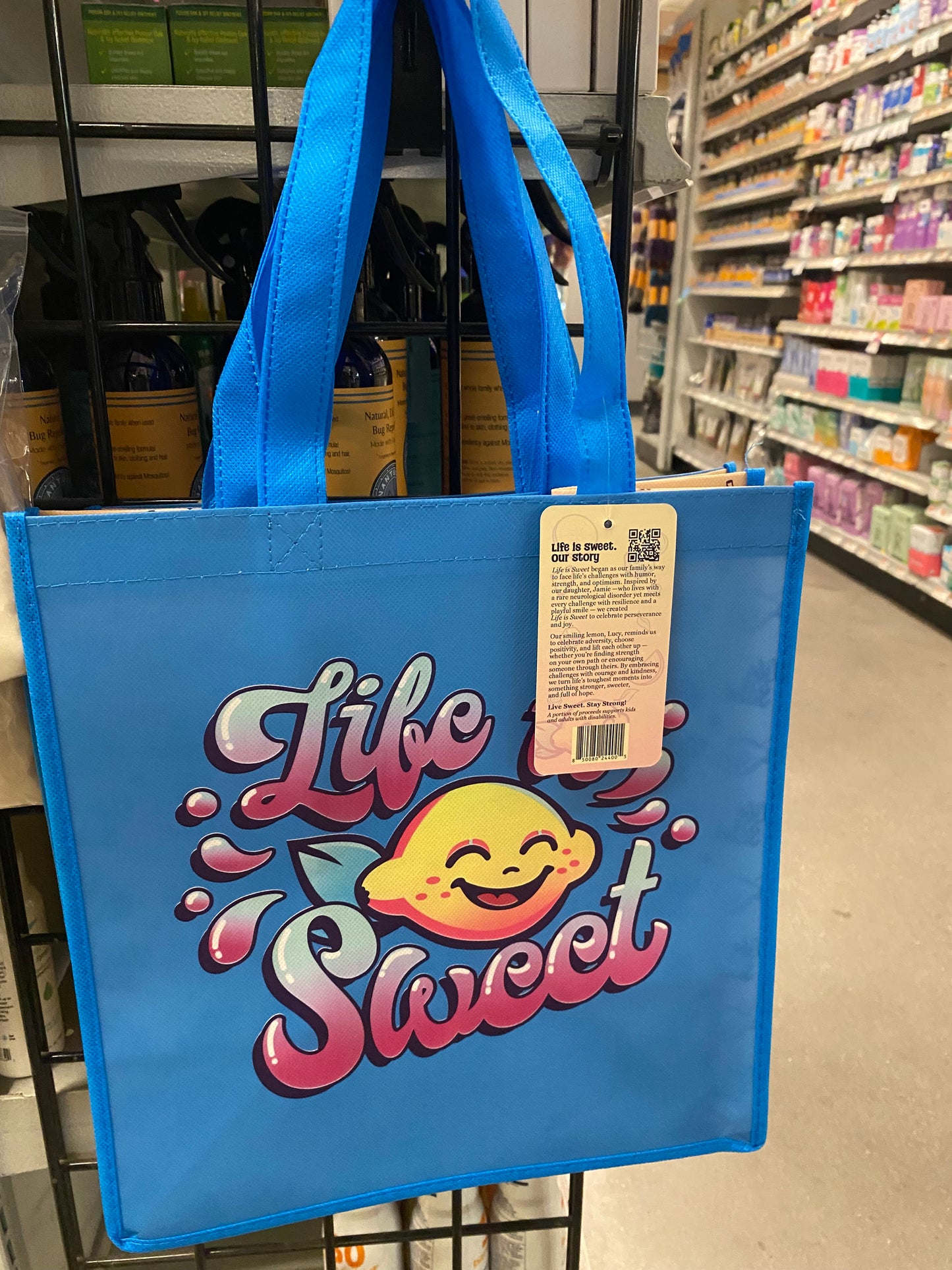 Life is Sweet Vinyl Reusable Tote Bag