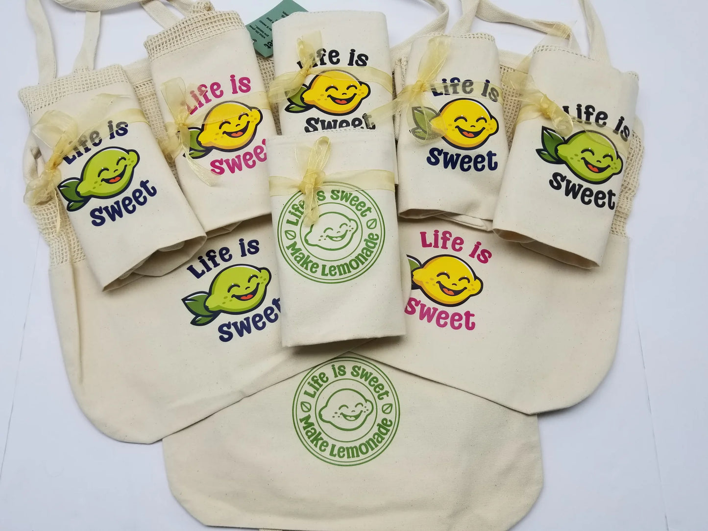 Live Sweet Bundle 🍋 Set of 3 Organic Cotton Totes