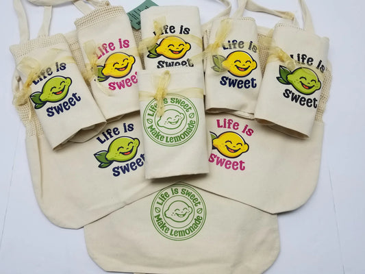 Live Sweet Bundle 🍋 Set of 3 Organic Cotton Totes